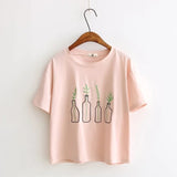 Bottle Plants Embroidery Tee - Trendy Bee Boutique