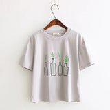 Bottle Plants Embroidery Tee - Trendy Bee Boutique