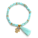 Crystal Evil Eye Tassel Bracelet - Trendy Bee Boutique