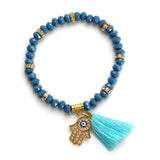Crystal Evil Eye Tassel Bracelet - Trendy Bee Boutique