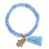 Crystal Evil Eye Tassel Bracelet - Trendy Bee Boutique