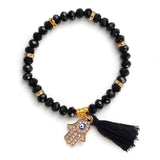 Crystal Evil Eye Tassel Bracelet - Trendy Bee Boutique
