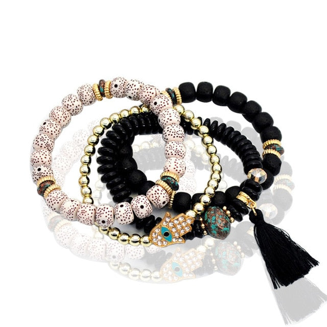 Boho Palm Eyes Bracelet Set - Trendy Bee Boutique
