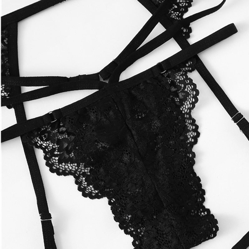 Floral Scalloped Trim Lace Lingerie Set - Trendy Bee Boutique