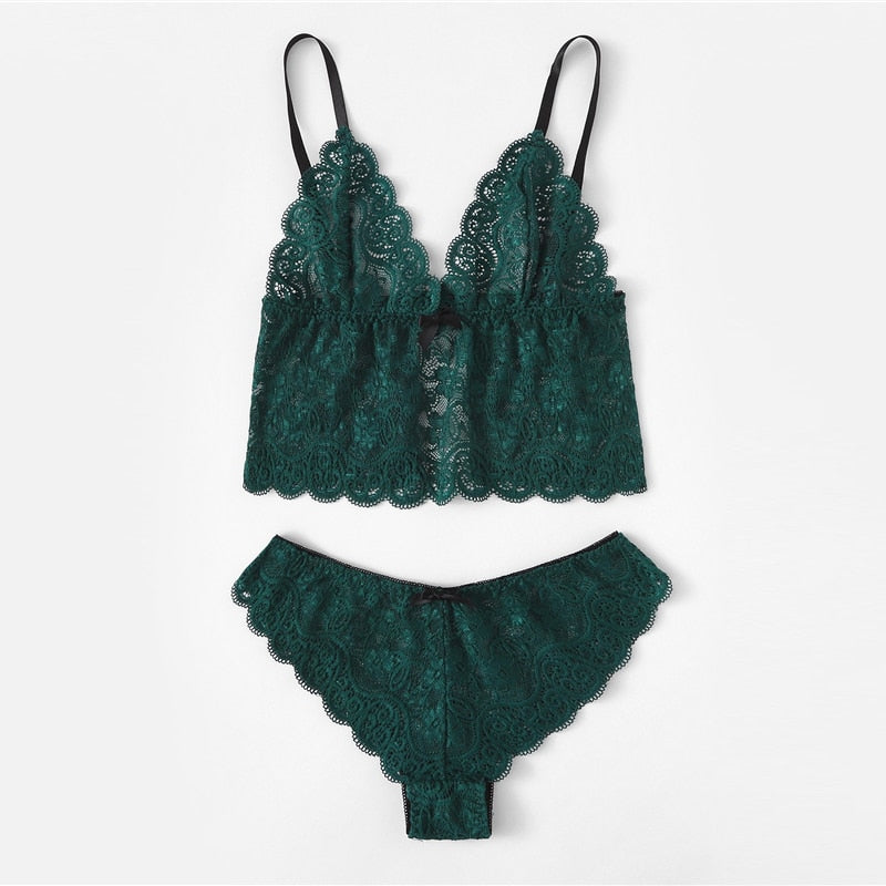Floral Lace Cami Lingerie Set - Trendy Bee Boutique