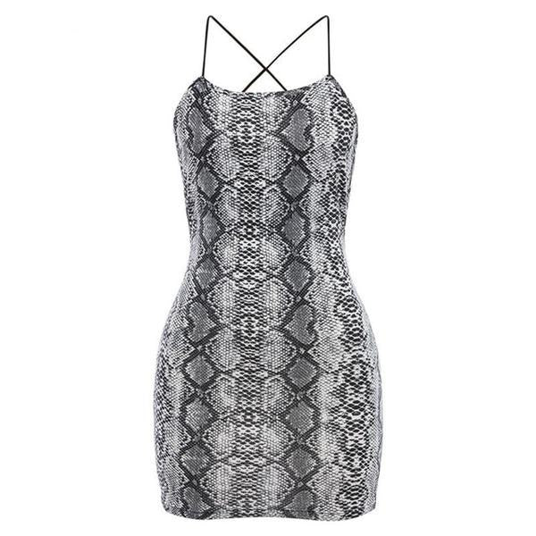 Snake Print Bandage Bodycon Dress - Trendy Bee Boutique