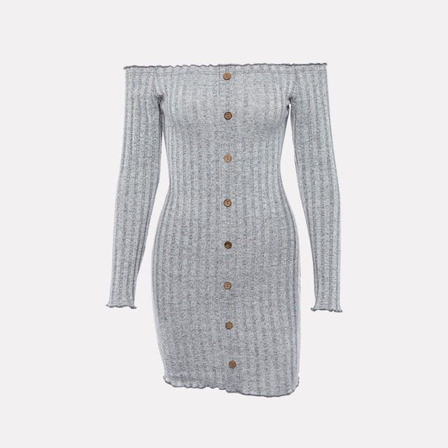 Long Sleeve Knitted Dress - Trendy Bee Boutique