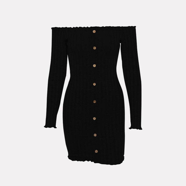 Long Sleeve Knitted Dress - Trendy Bee Boutique
