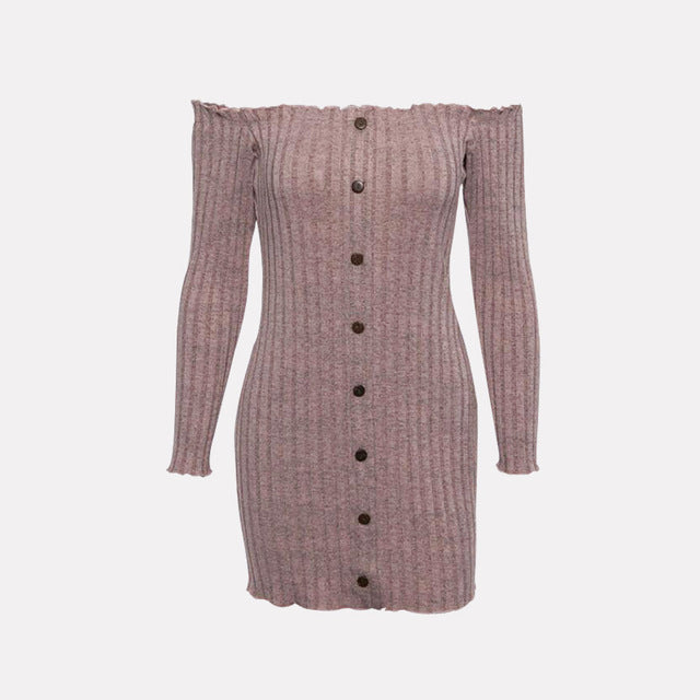 Long Sleeve Knitted Dress - Trendy Bee Boutique