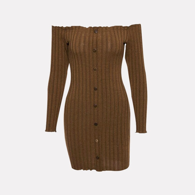 Long Sleeve Knitted Dress - Trendy Bee Boutique