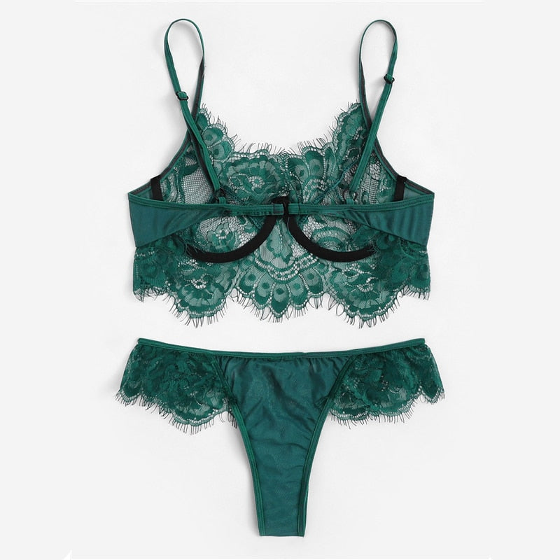 Green Sheer Lace Lingerie Set - Trendy Bee Boutique