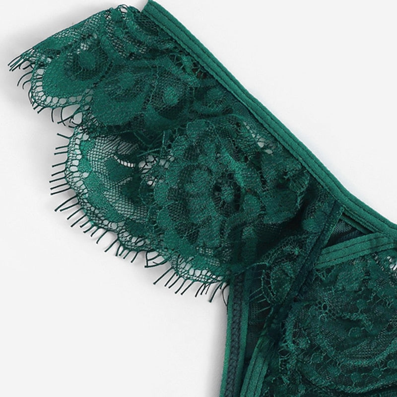 Green Sheer Lace Lingerie Set - Trendy Bee Boutique