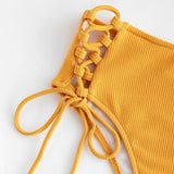 Lace Up High Waisted Bikini Set - Trendy Bee Boutique