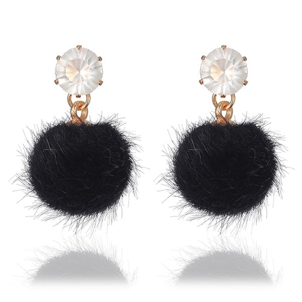 Plush Ball Drop Earring - Trendy Bee Boutique