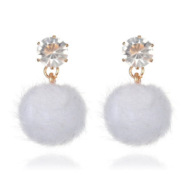 Plush Ball Drop Earring - Trendy Bee Boutique