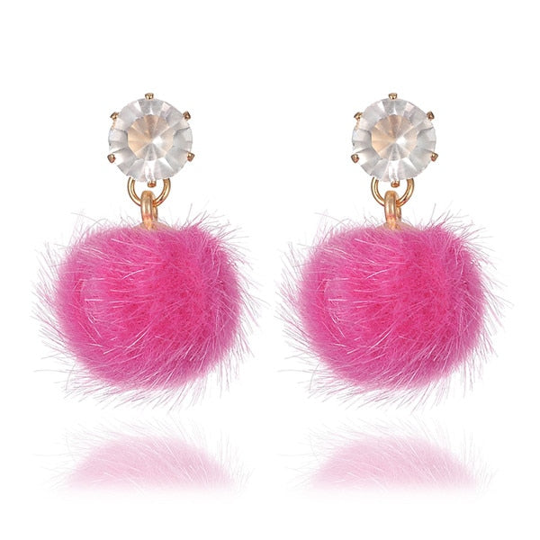 Plush Ball Drop Earring - Trendy Bee Boutique