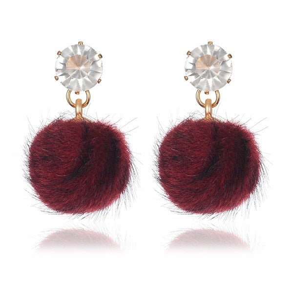 Plush Ball Drop Earring - Trendy Bee Boutique
