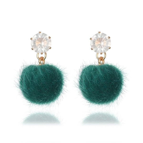 Plush Ball Drop Earring - Trendy Bee Boutique