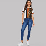 Leopard Panel Top - Trendy Bee Boutique