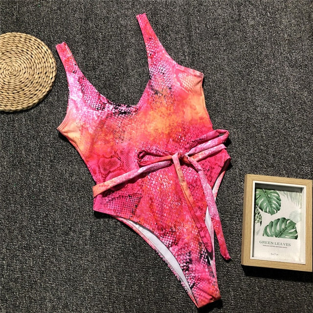 Snake Print Pink Swimsuit - Trendy Bee Boutique