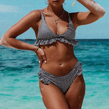 Plaid Ruffles Bikini Set - Trendy Bee Boutique