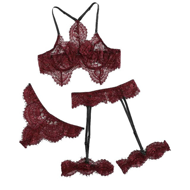 Wine Lace Intimate Set - Trendy Bee Boutique