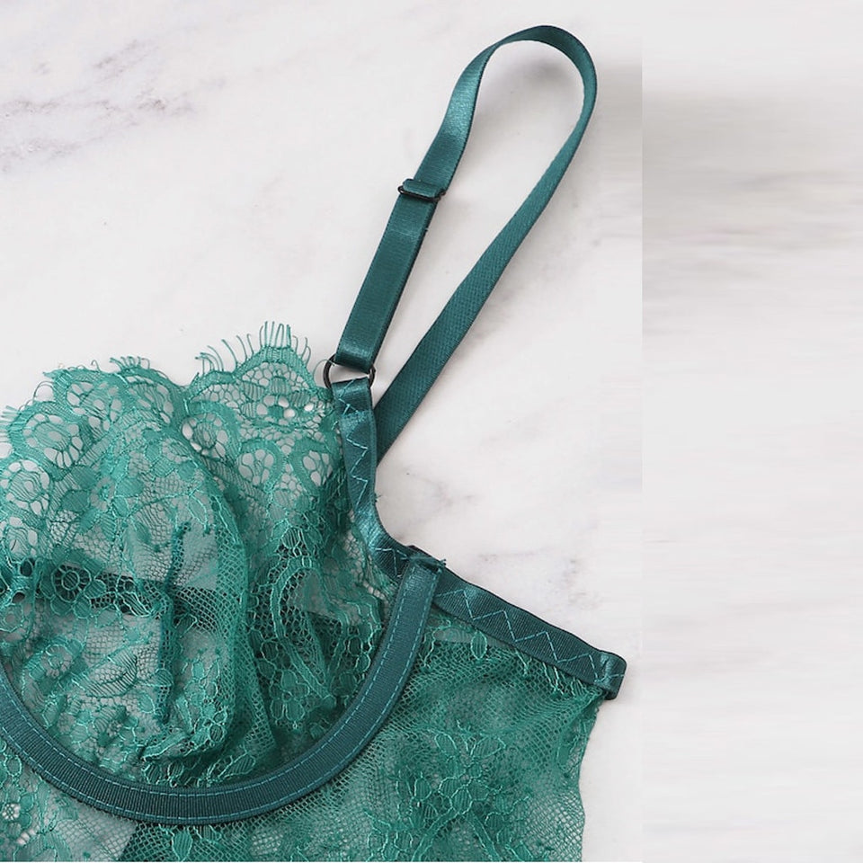 Mint Lace Thong Lingerie Set - Trendy Bee Boutique