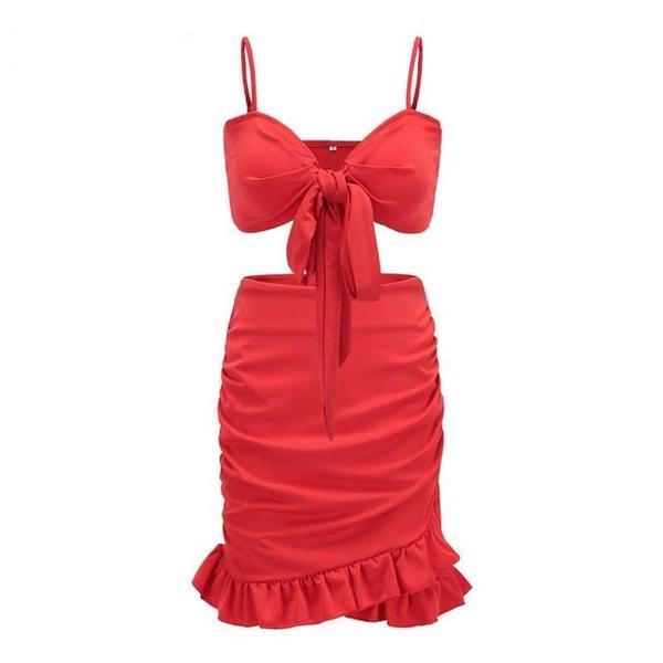 Two Piece Bow Set Dress - Trendy Bee Boutique
