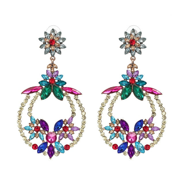 Long Colorful Crystal Earrings - Trendy Bee Boutique
