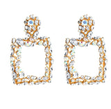 Large Square Rhinestone Earrings - Trendy Bee Boutique