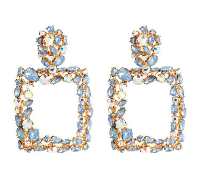 Large Square Rhinestone Earrings - Trendy Bee Boutique