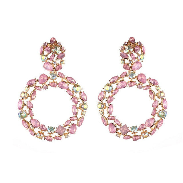 Large Circle Rhinestone Earrings - Trendy Bee Boutique