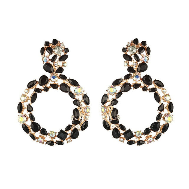 Large Circle Rhinestone Earrings - Trendy Bee Boutique