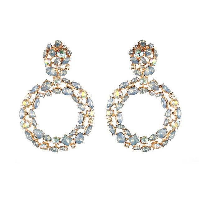 Large Circle Rhinestone Earrings - Trendy Bee Boutique