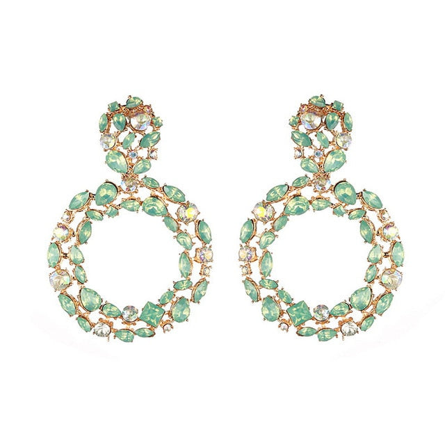 Large Circle Rhinestone Earrings - Trendy Bee Boutique