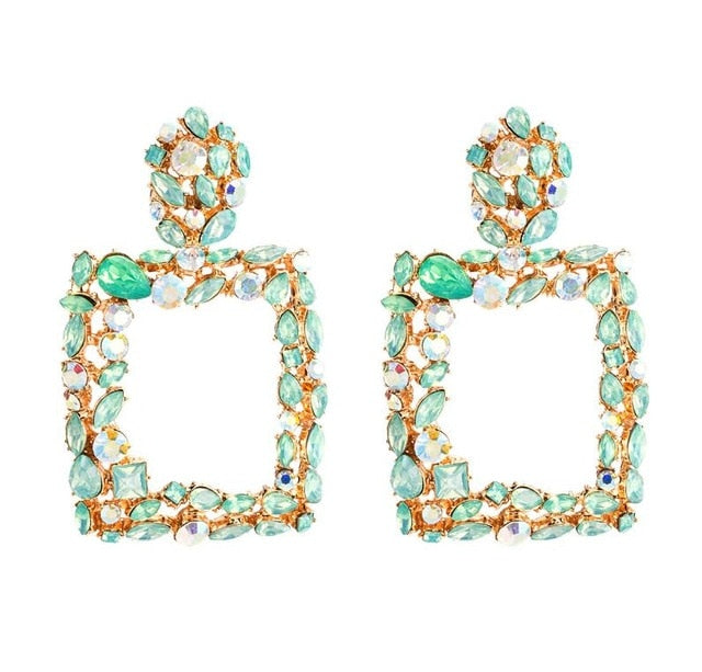 Large Square Rhinestone Earrings - Trendy Bee Boutique