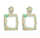 Large Square Rhinestone Earrings - Trendy Bee Boutique