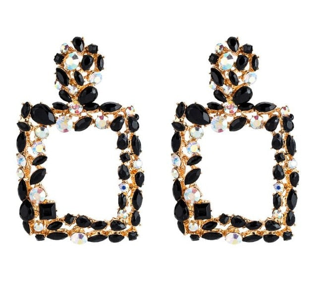 Large Square Rhinestone Earrings - Trendy Bee Boutique