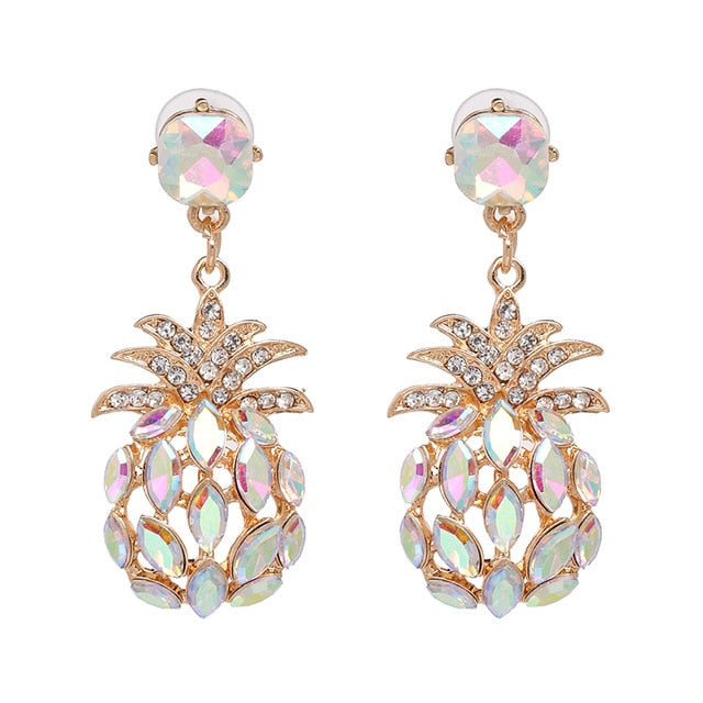 Pineapple Crystal Drop Dangle Earring - Trendy Bee Boutique
