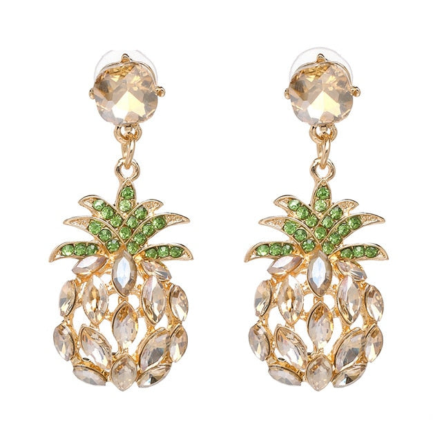 Pineapple Crystal Drop Dangle Earring - Trendy Bee Boutique