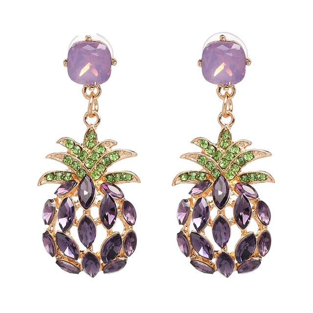Pineapple Crystal Drop Dangle Earring - Trendy Bee Boutique