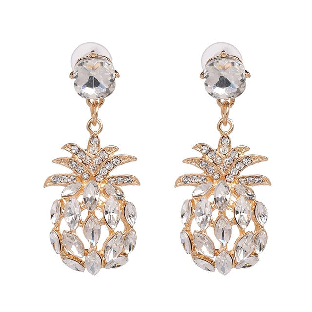 Pineapple Crystal Drop Dangle Earring - Trendy Bee Boutique
