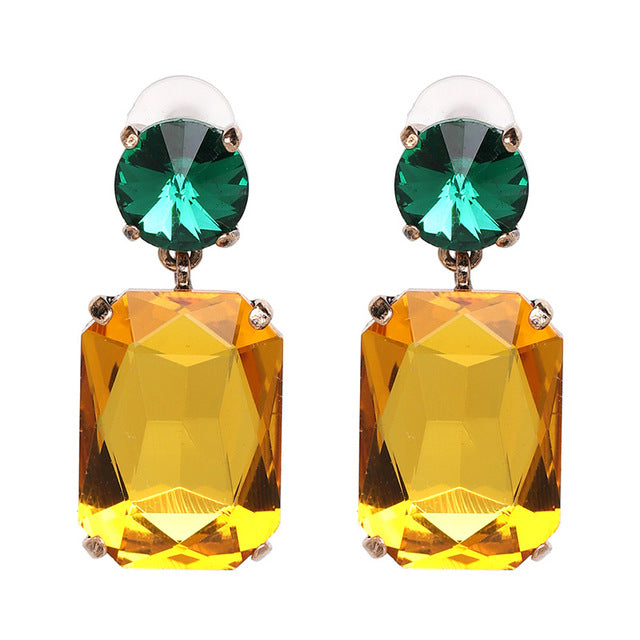 Square Crystal Drop Earrings - Trendy Bee Boutique