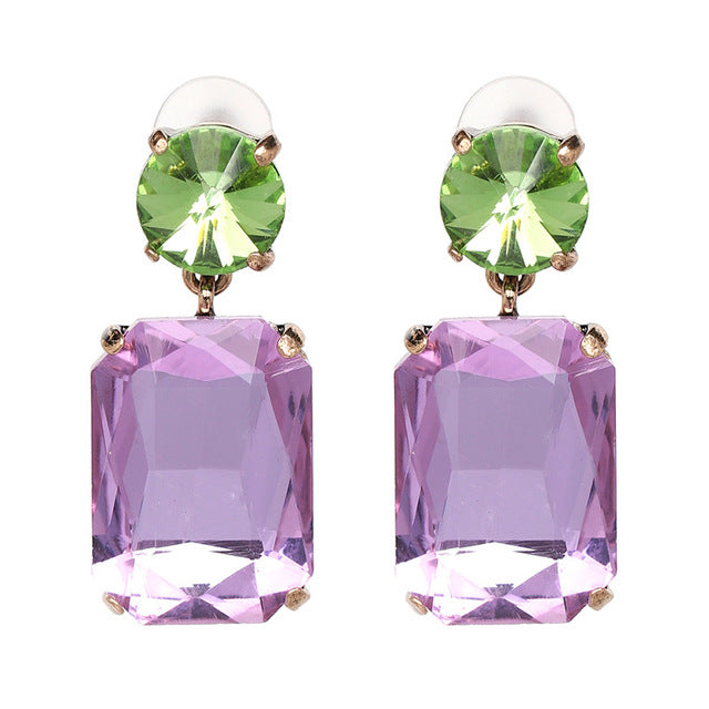 Square Crystal Drop Earrings - Trendy Bee Boutique