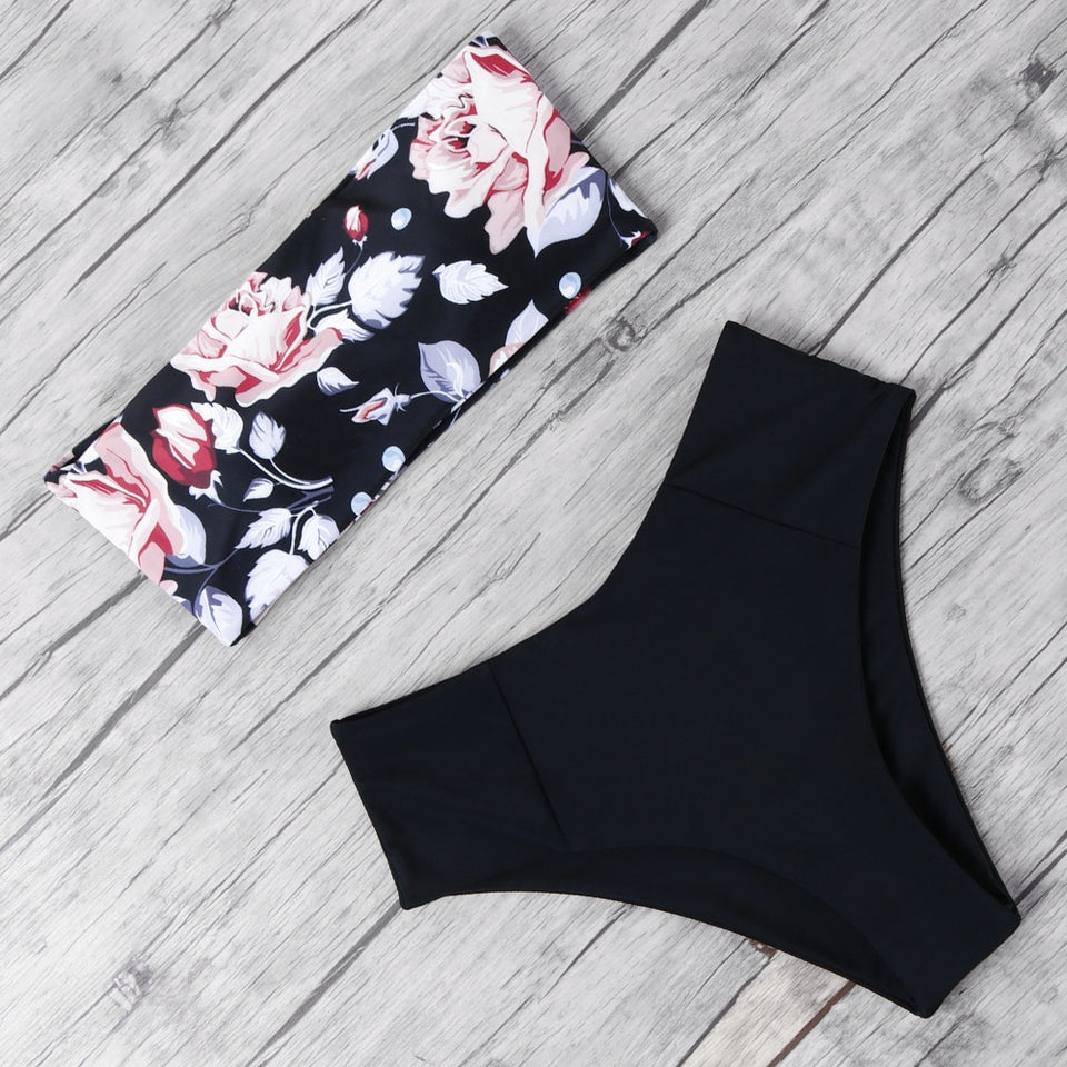 Bandeau High Waist Bikini - Trendy Bee Boutique