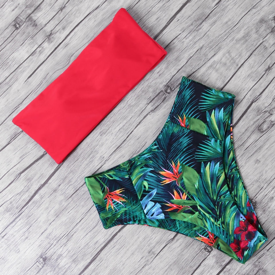 Bandeau High Waist Bikini - Trendy Bee Boutique