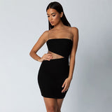 Hollow Out Strap Mini Bodycon Dress - Trendy Bee Boutique