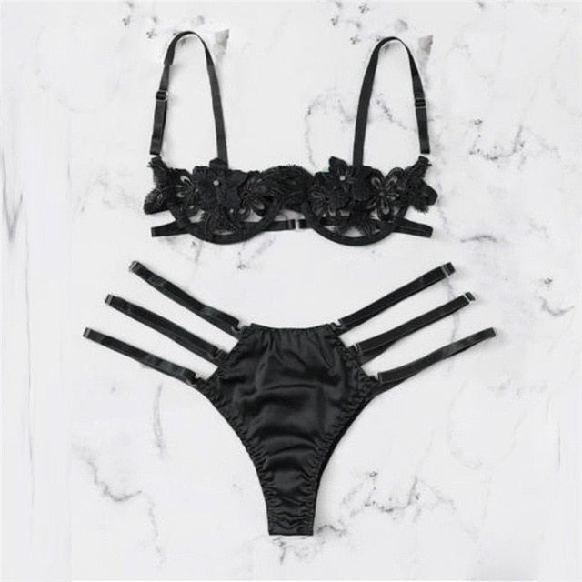 Flower Lace Bra Lingerie Set - Trendy Bee Boutique