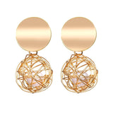 Gold Dangle Earring With Pearl - Trendy Bee Boutique