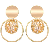 Gold Dangle Earring With Pearl - Trendy Bee Boutique